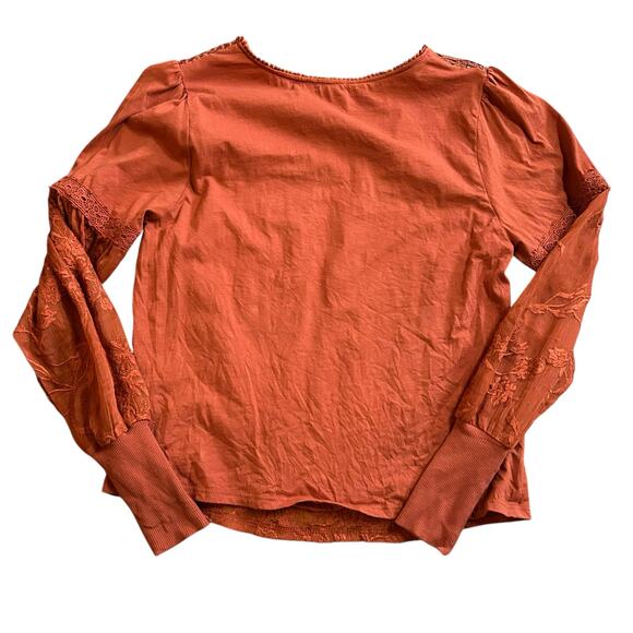 Anthropologie Tiny Noah Embroidered Orange Blouse Size XS Boho Lace Whimsigoth - Picture 6 of 6